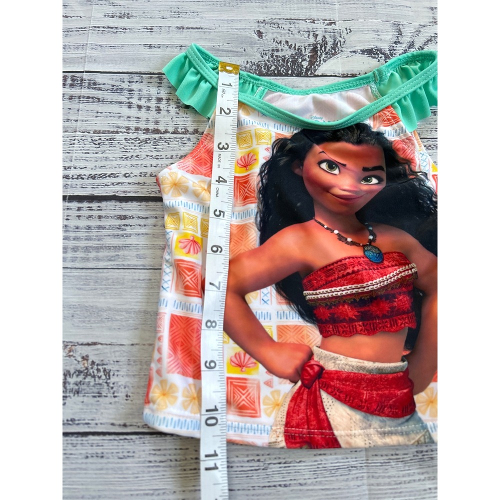 Disney Moana Swimsuit Kids Multicolor Ruffle Tankini Two Piece Set 3T - Picture 5 of 7